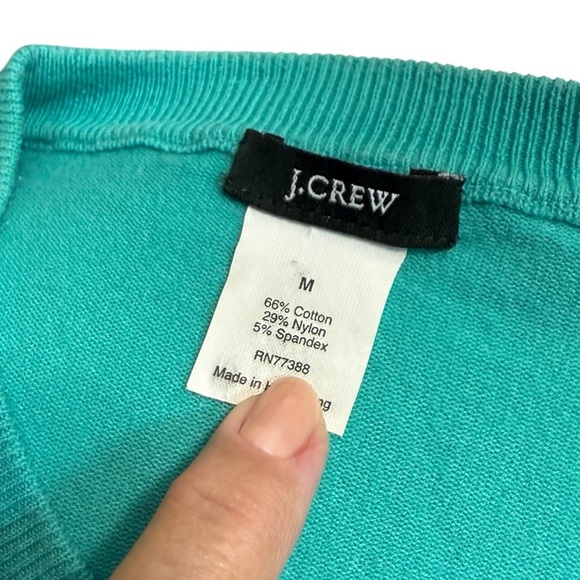 J. Crew Aqua Teal Button-Up Cotton Blend Cardigan Size M #1779 - Picture 4 of 4